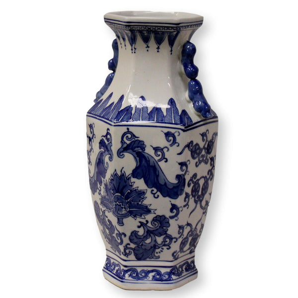 Blue & White Six Sided vase