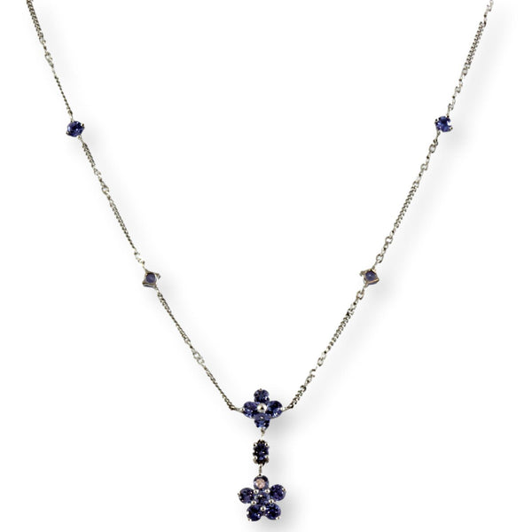Tanzanite Articulated Pendant 14K White Gold Station Necklace
