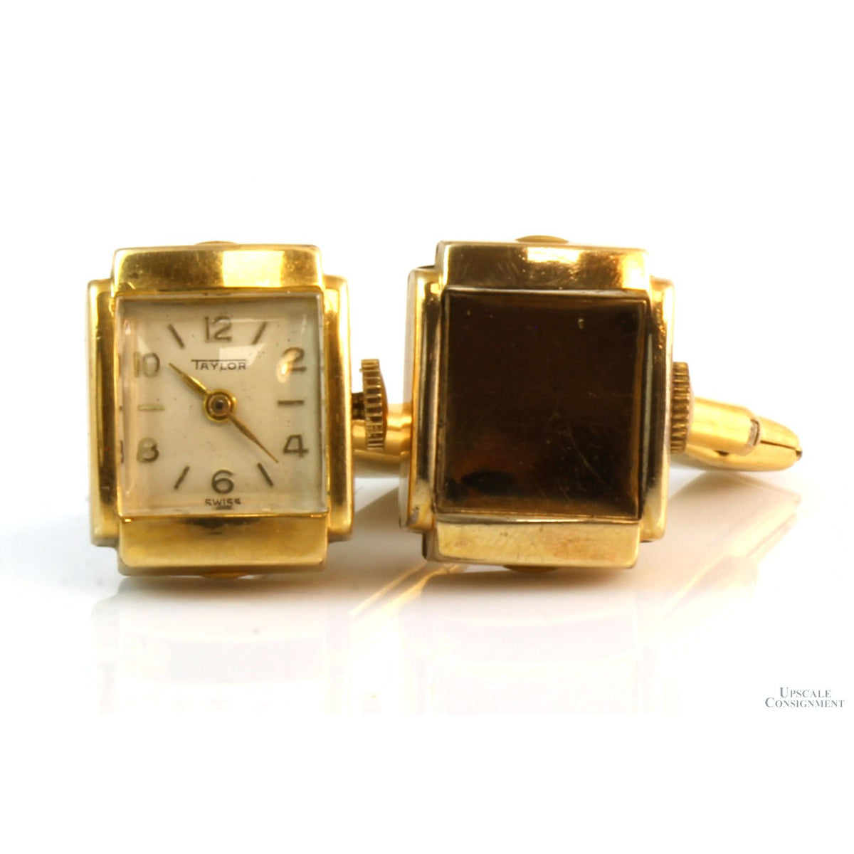 Circa 1940's 10k-12k Gold Filled Watch Form Cufflinks