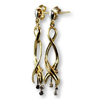 14K Two-Tone Gold Ribbon Design Earrings