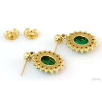 14K Gold 2.14ctw Emerald .67ctw Diamond Halo Earrings