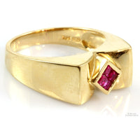 .28ctw Ruby 14K Yellow Gold Unisex - Men's Pinky Ring