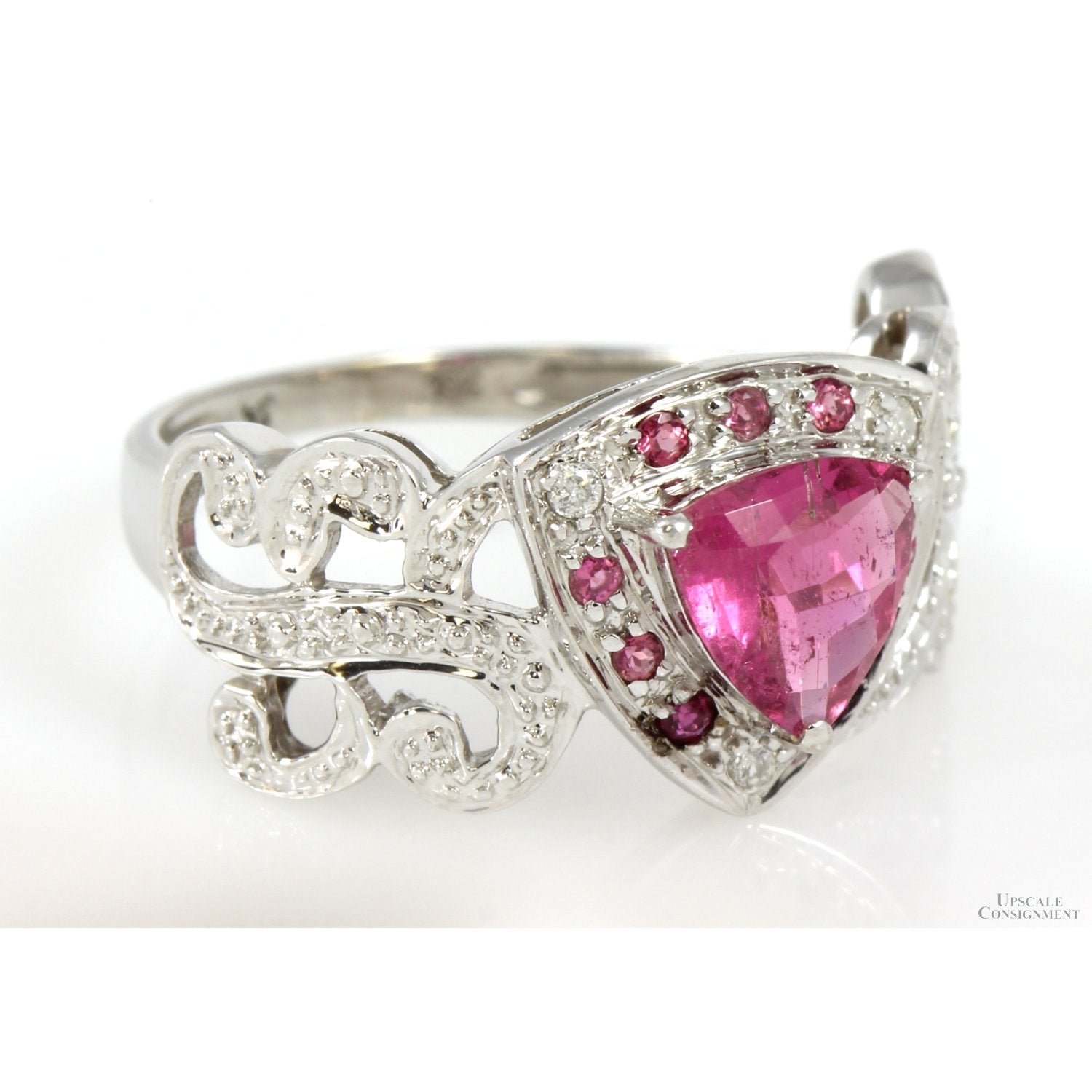 1.85ctw Rubellite .037ctw Diamond 10K White Gold Ring