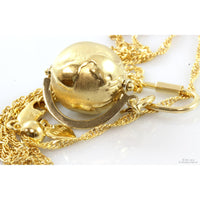 14K Yellow Gold Globe Pendant & Gold Vermeil Spiral Chain