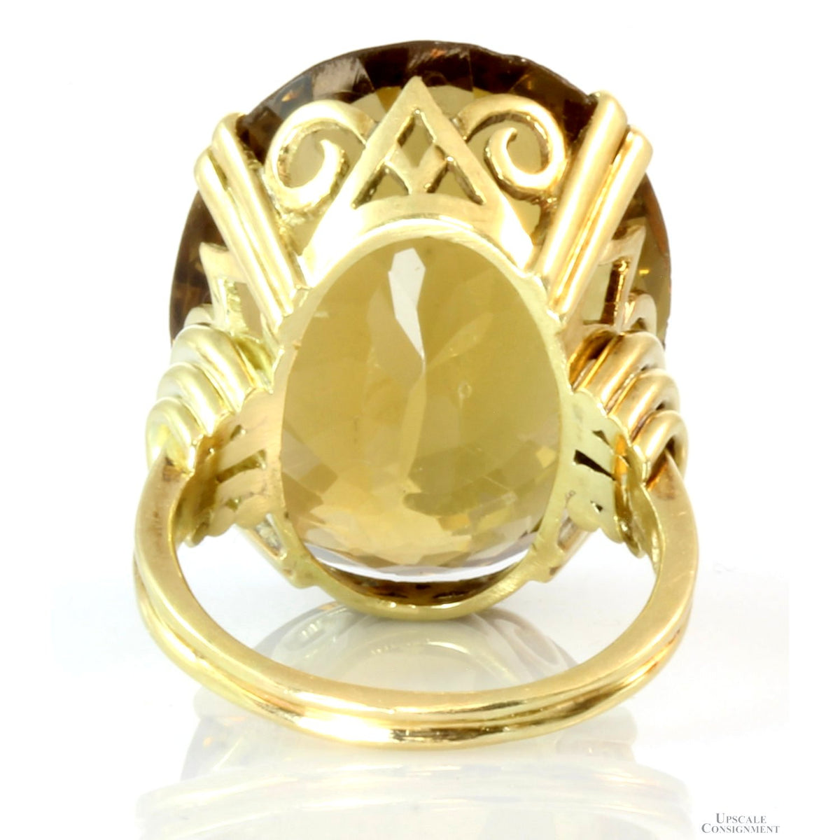37.30ct Strong Yellow Citrine Gemstone 14K Gold Ring