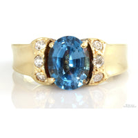 2.10ct London Blue Topaz & .18ctw Diamond 14K Yellow Gold Ring