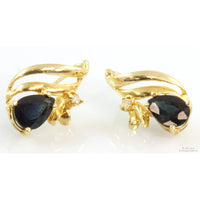 14K Gold 1.84ctw Blue Sapphire & .03ctw Diamond Earrings