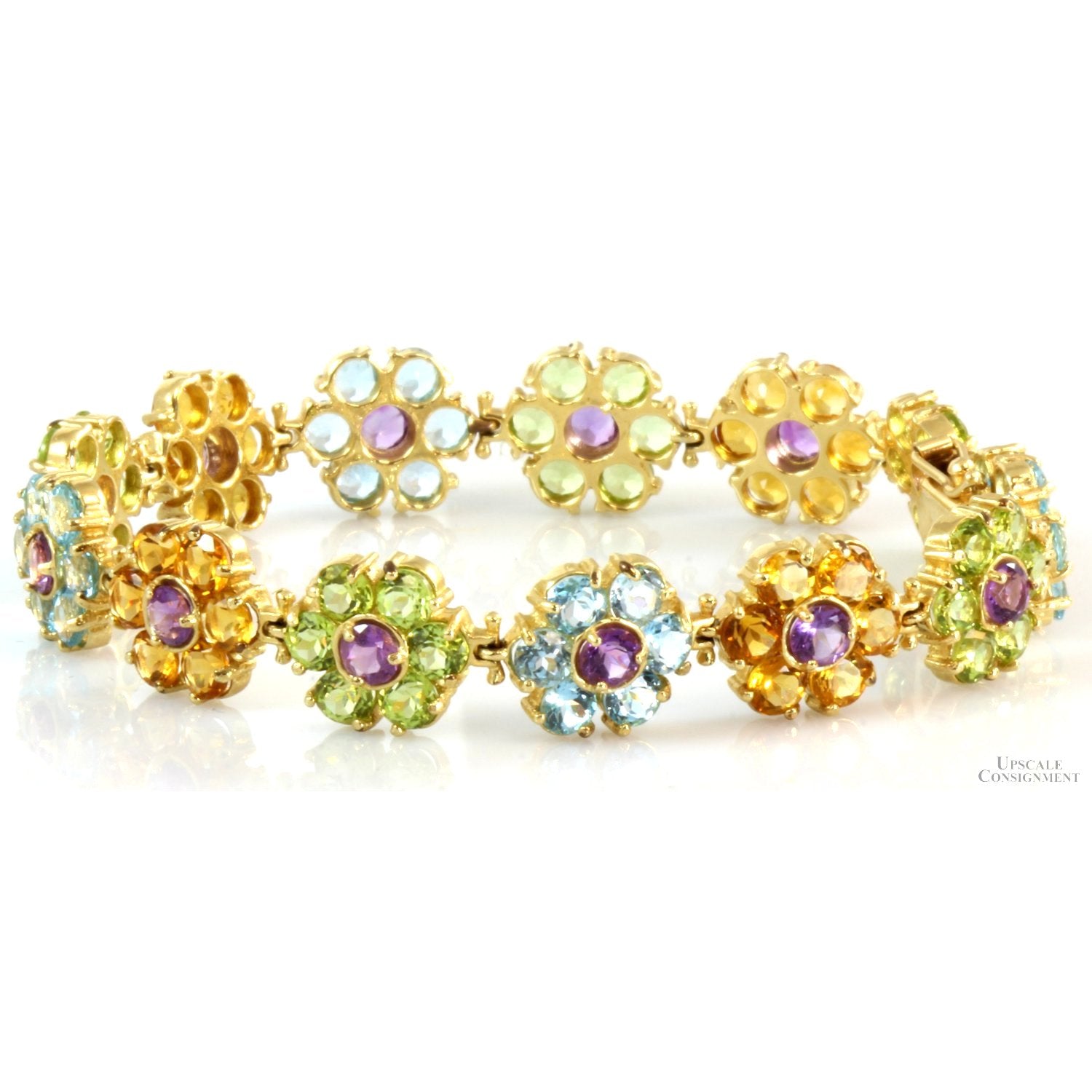 Assorted Color Gemstone Station By The Yard Bracelet 14k Yellow Gold