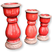 Gracious Goods Set of Three Red Candleholders