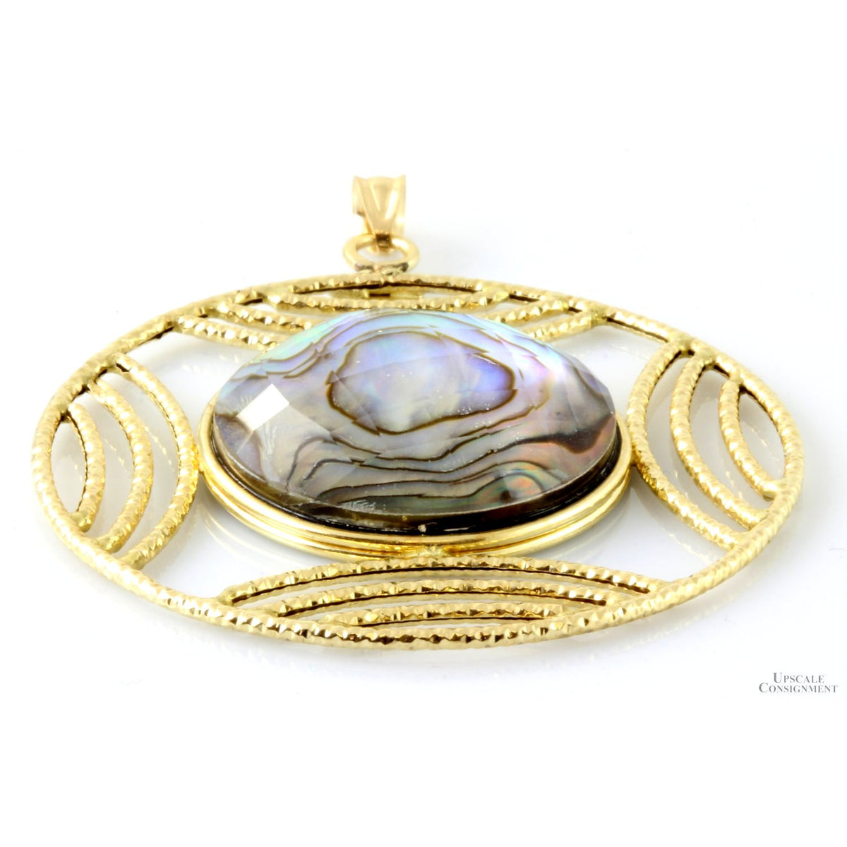 Abalone Triplet Pendant in 14K Yellow Gold Textured Surround