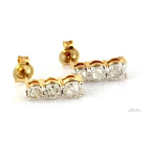 .25ctw Diamond 10K Yellow Gold Linear Drop Earrings