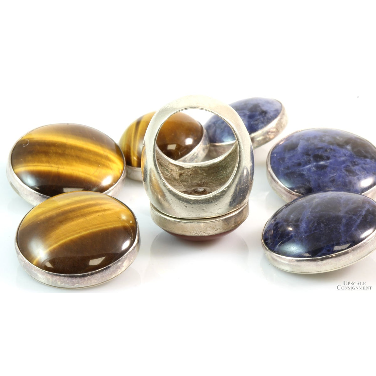 Modernist Style Silver Ring w/Interchangeable Stones