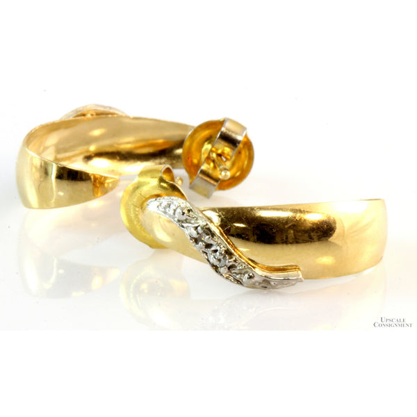 .03ctw Diamond 14K Yellow Gold J-Hoop Earrings
