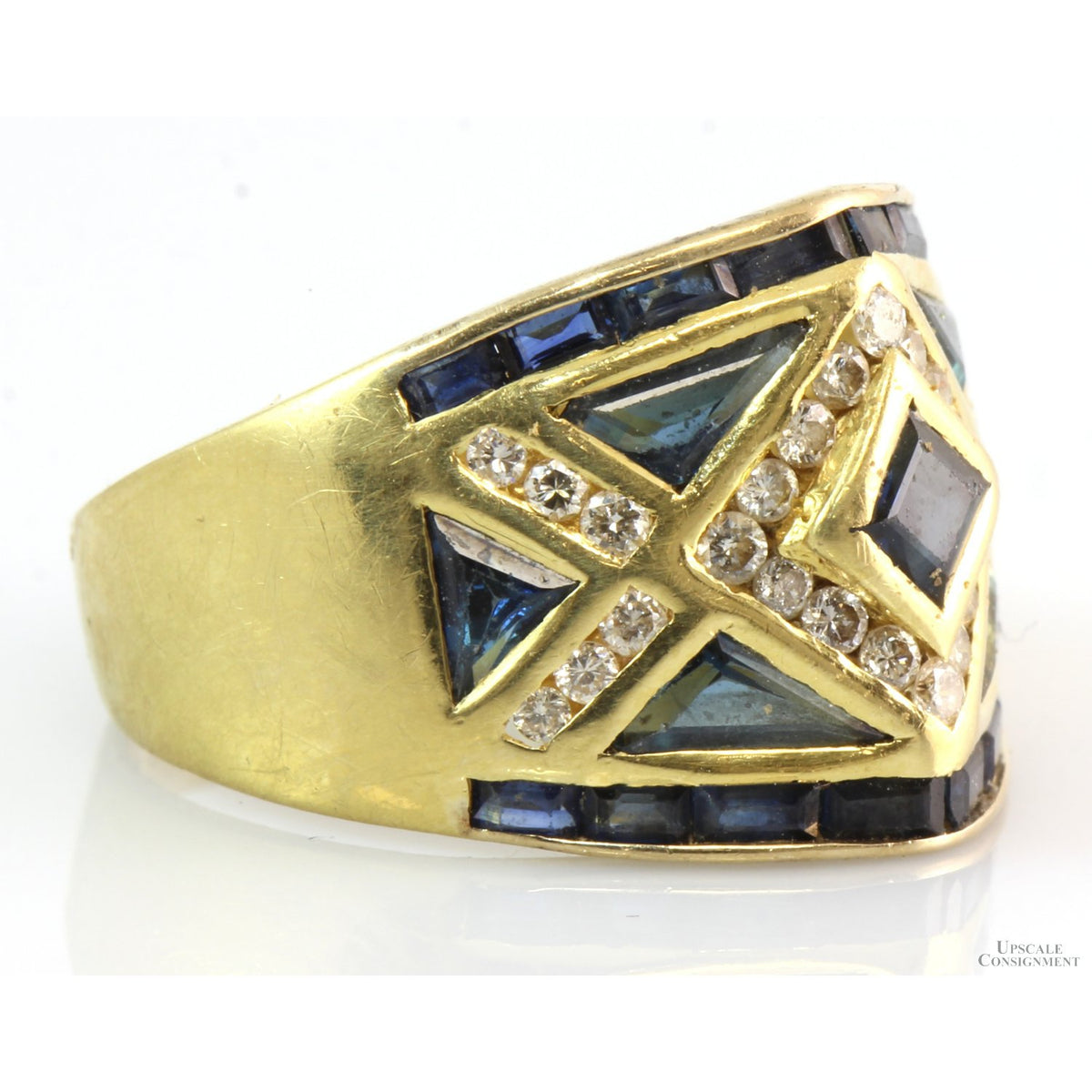 2.59ctw Sapphire .38ct Diamond 18 Karat Yellow Gold Ring