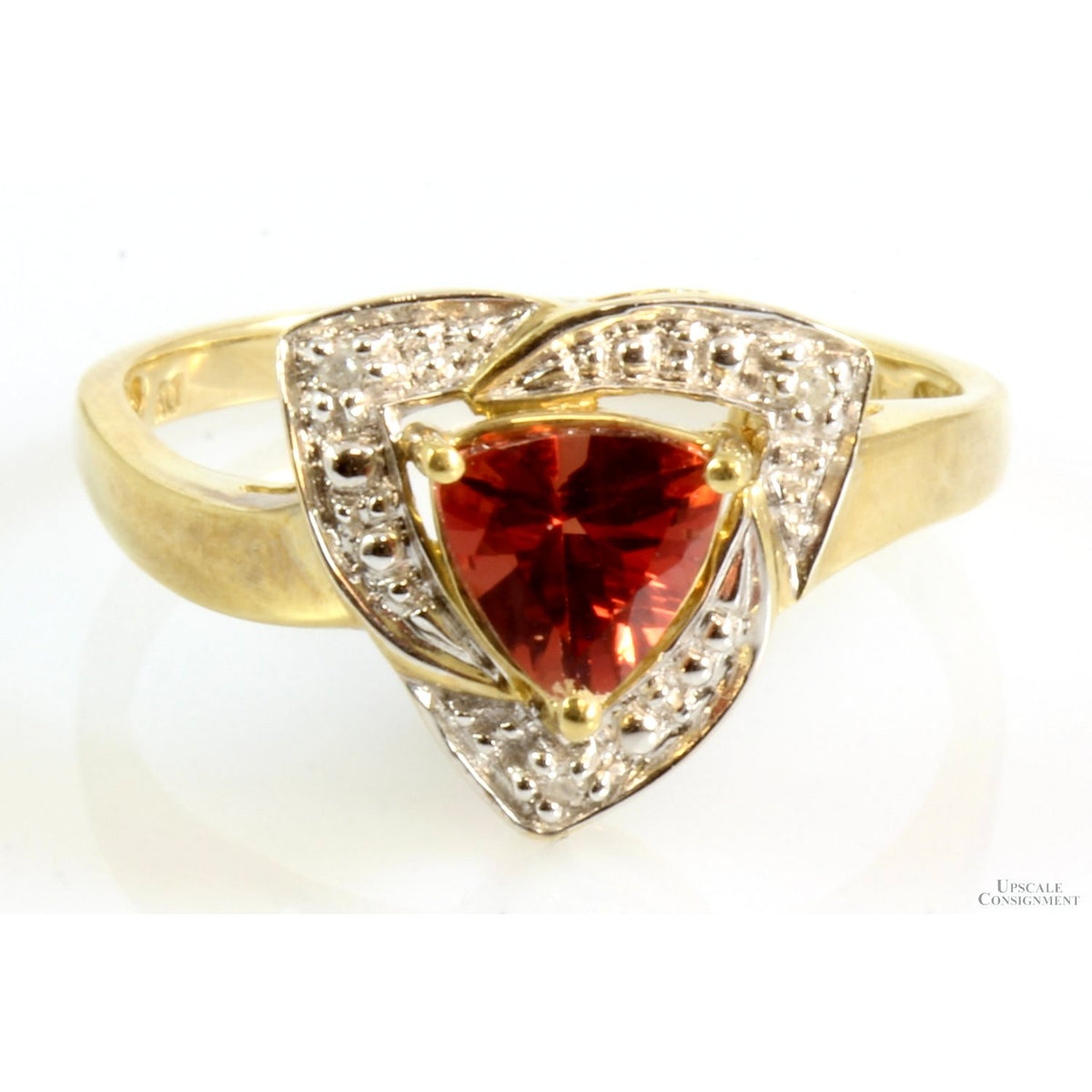 .67ct Trillion Shaped Orange-Red Labradorite & Diamond Ring