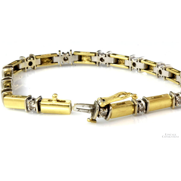 .92ctw Diamond 14K Yellow & White Hinged Link Bracelet