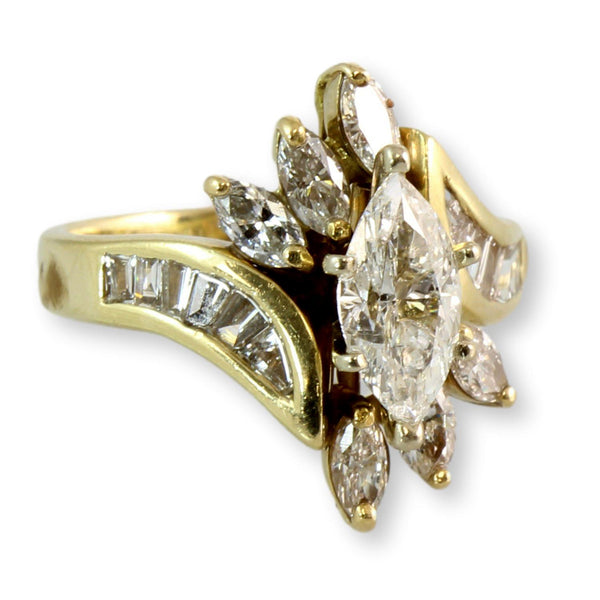 1.98ctw Marquise Diamond 14K Gold Ring -  1.0ct Solitaire