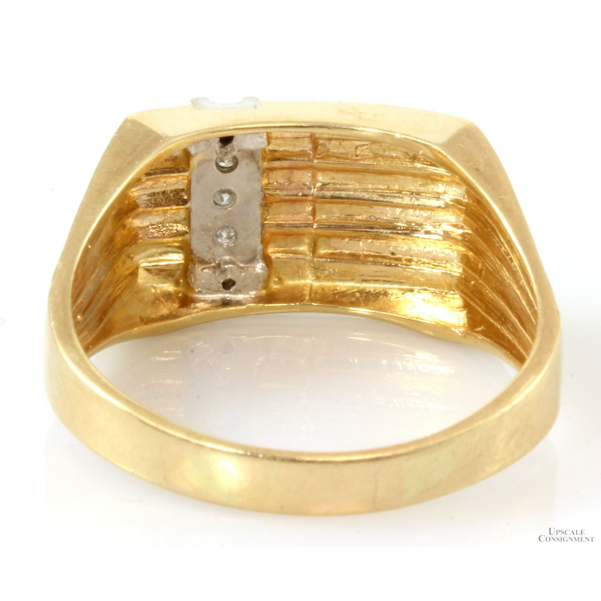 Vintage .09ctw Diamond 10K Yellow Gold Men's Signet Ring