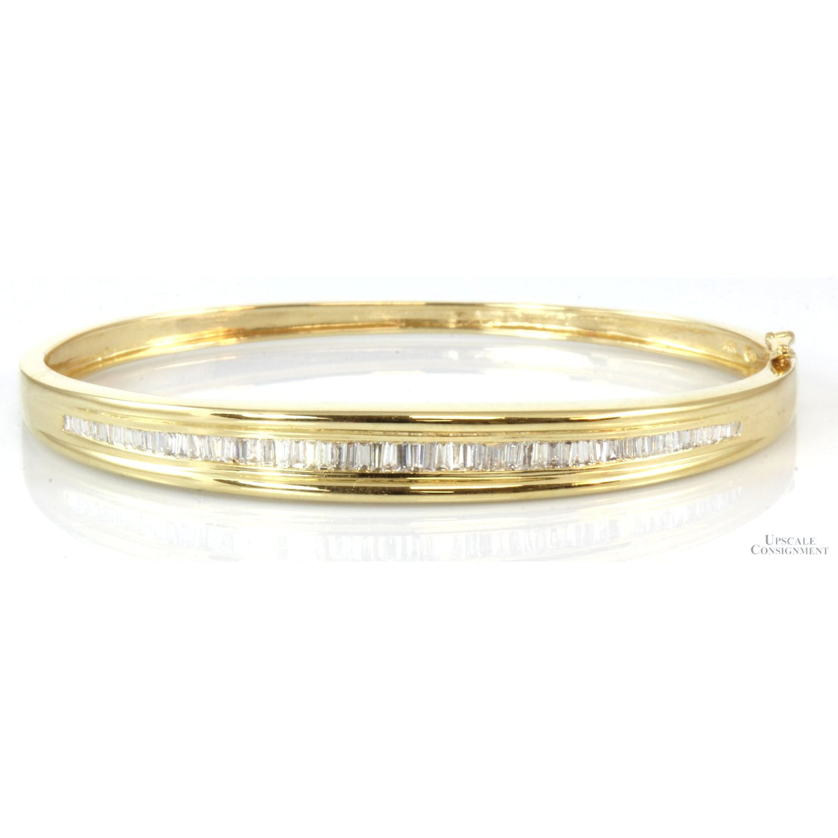 1.00ctw Diamond 14K Gold  Hinged Bangle Bracelet
