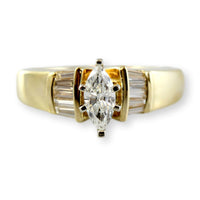 .93ctw Diamond 14K Gold Ring .50ct Marquise Solitaire