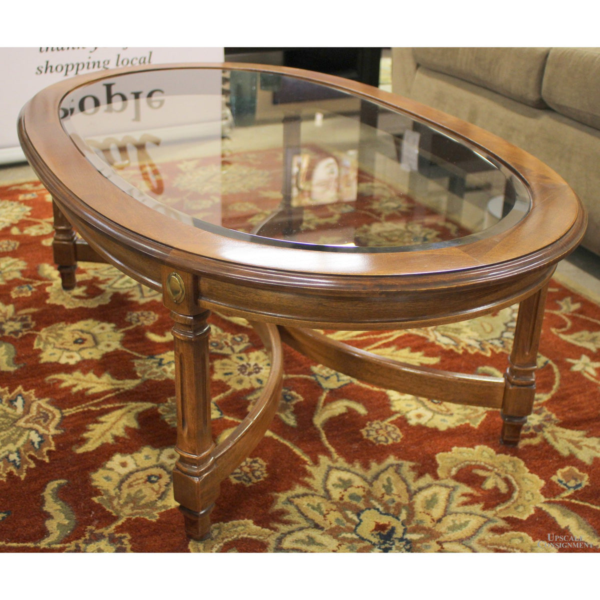 Oval Glass Insert Coffee Table