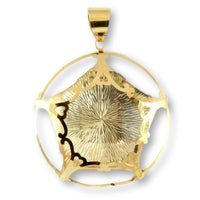14K Gold Colorless Quartz Rock Crystal Medallion Pendant