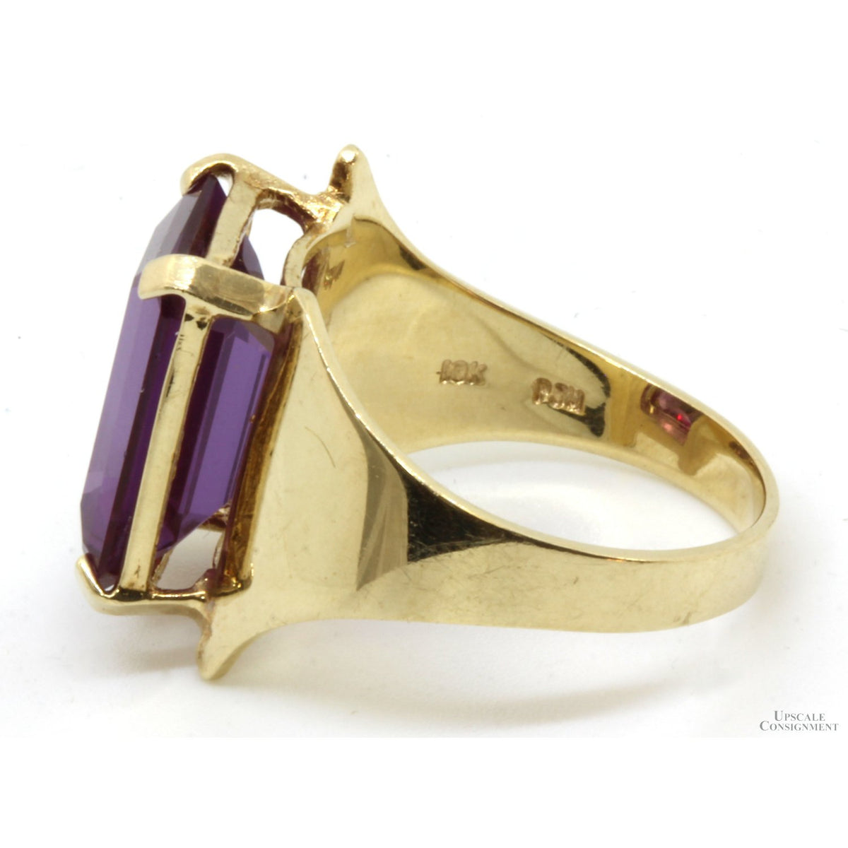 10x14mm Emerald Cut Purple Topaz 10K Yellow Gold Ring