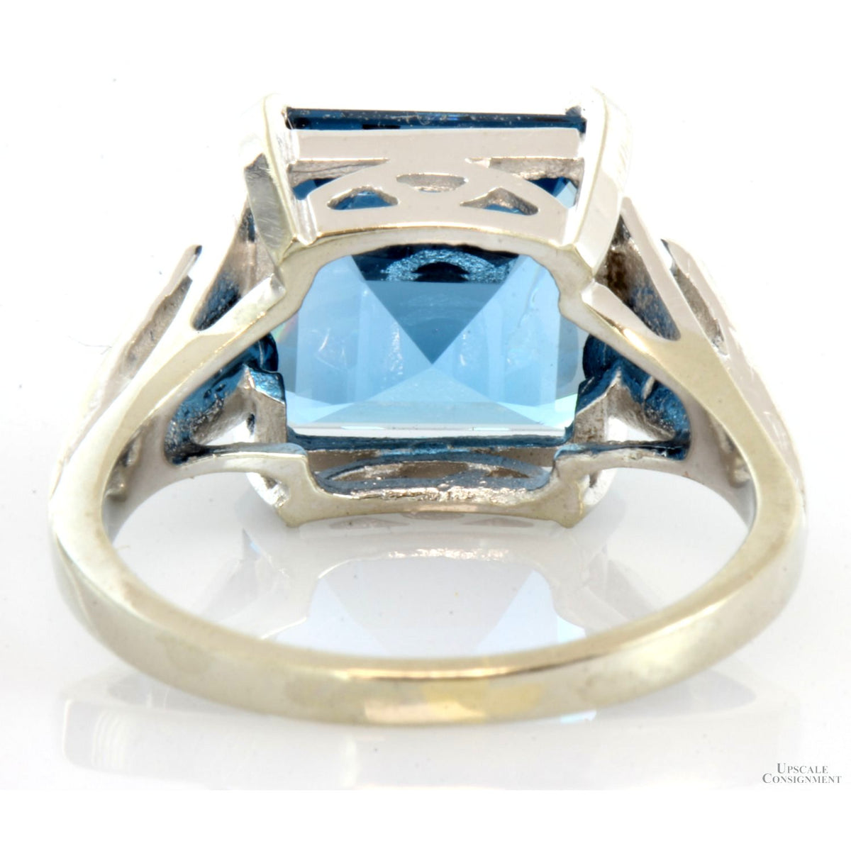 Lab-Created Emerald Cut Blue Spinel 10K White Gold Ring