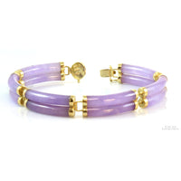 14K Lavender Jadeite Jade Two Row Segmented Bracelet