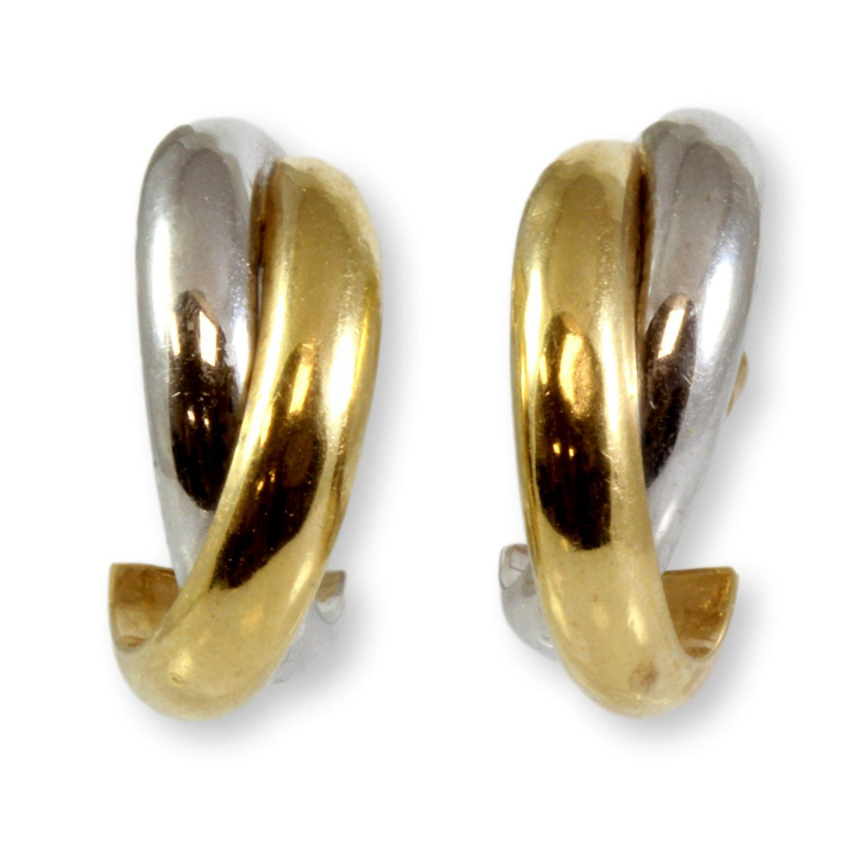 14K Yellow & White Gold Double Intertwined Hoop Earrings