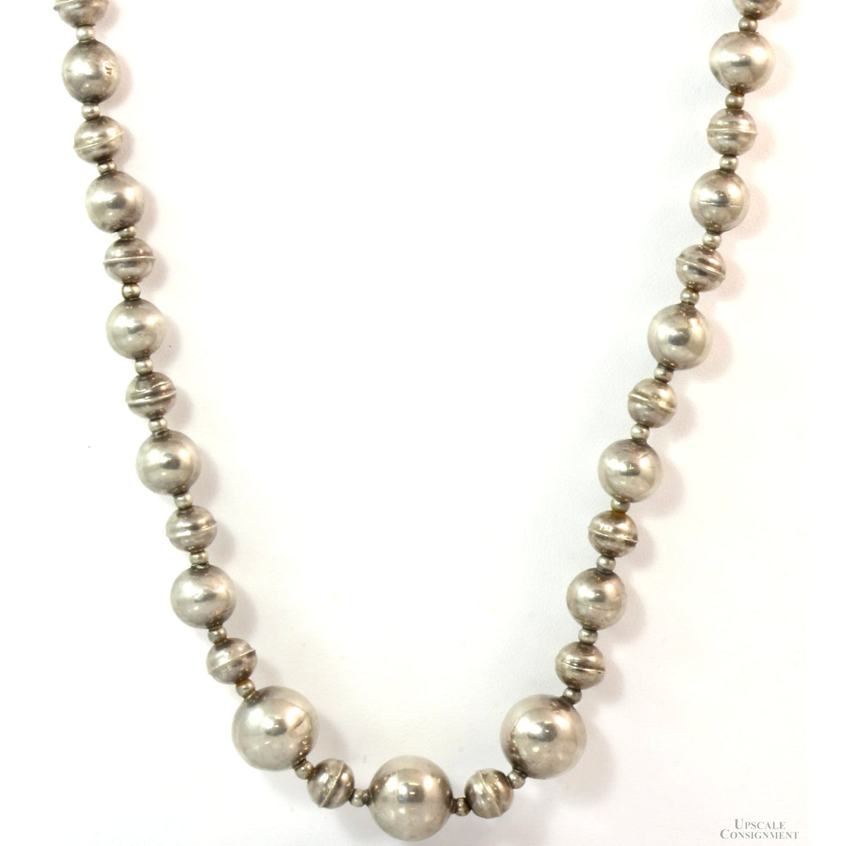 Handcrafted Navajo Pearls 28" Sterling Silver Bead Necklace
