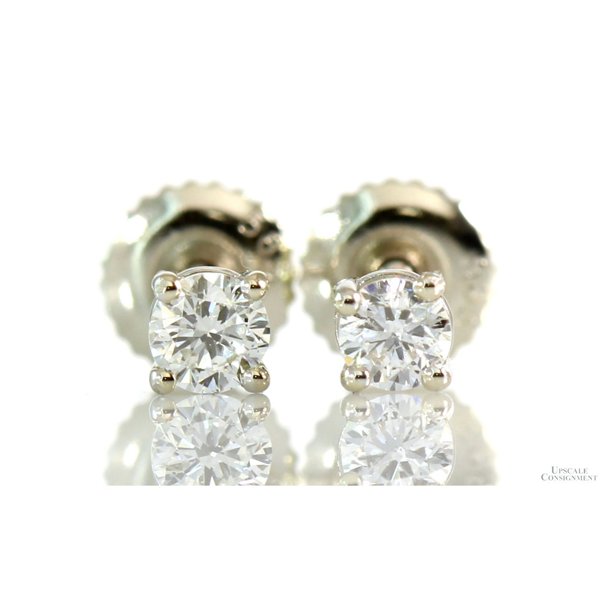 18K White Gold .30ctw Diamond Stud Earrings - 14K Backs