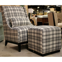 Plaid tweed Chair w/Pillow & Ottoman