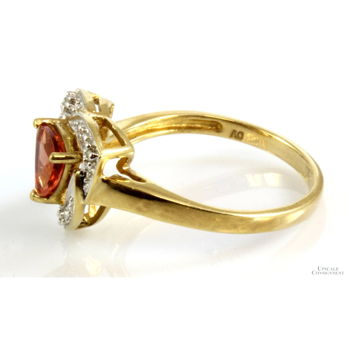 .67ct Trillion Shaped Orange-Red Labradorite & Diamond Ring