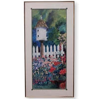 Framed Lithograph Print - White Picket Bird House