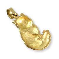 Feline Kitty Cat Mouser 14K Yellow Gold Pendant or Charm