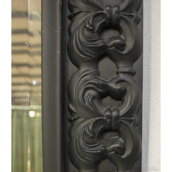 Black Carved Fleur-de-Lis Wall Mirror