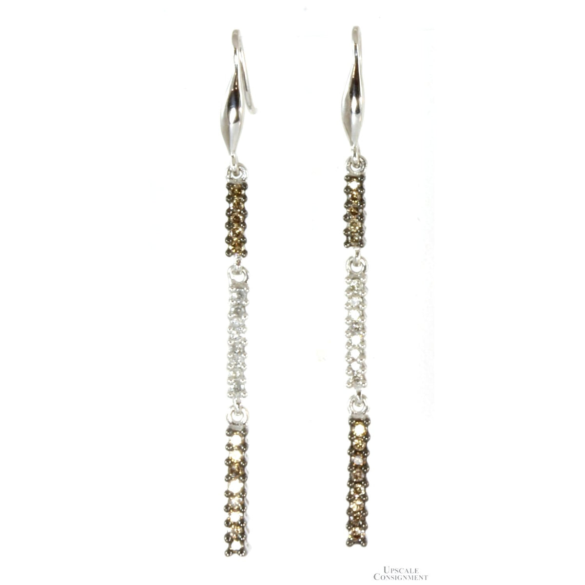 .50ctw Champagne & White Diamond 10K White Gold Articulated Earrings