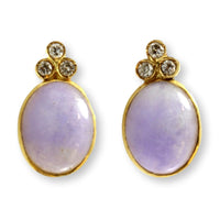 Lavender Jadeite & Diamond 14K Yellow Gold Earrings
