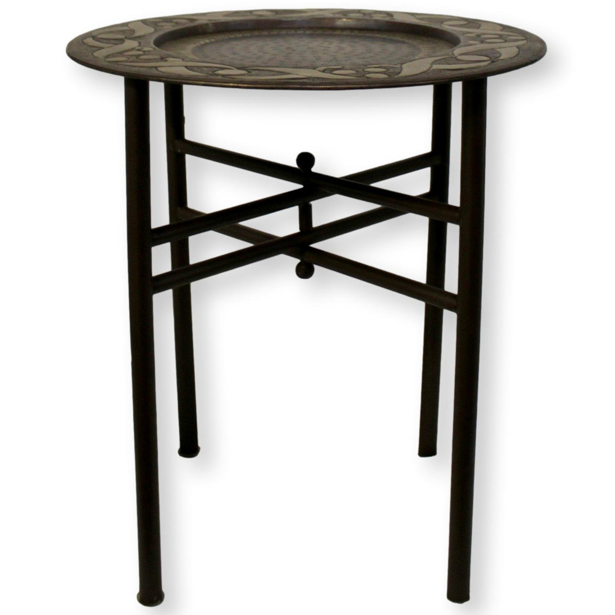 Hammered Bronze Round Accent Table