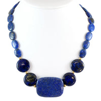 Lapis Graduated Disc Bead 14K Yellow Gold Necklace by Zoe B