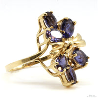 2ctw Amethyst Cluster 10K Yellow Gold Bow  Ring