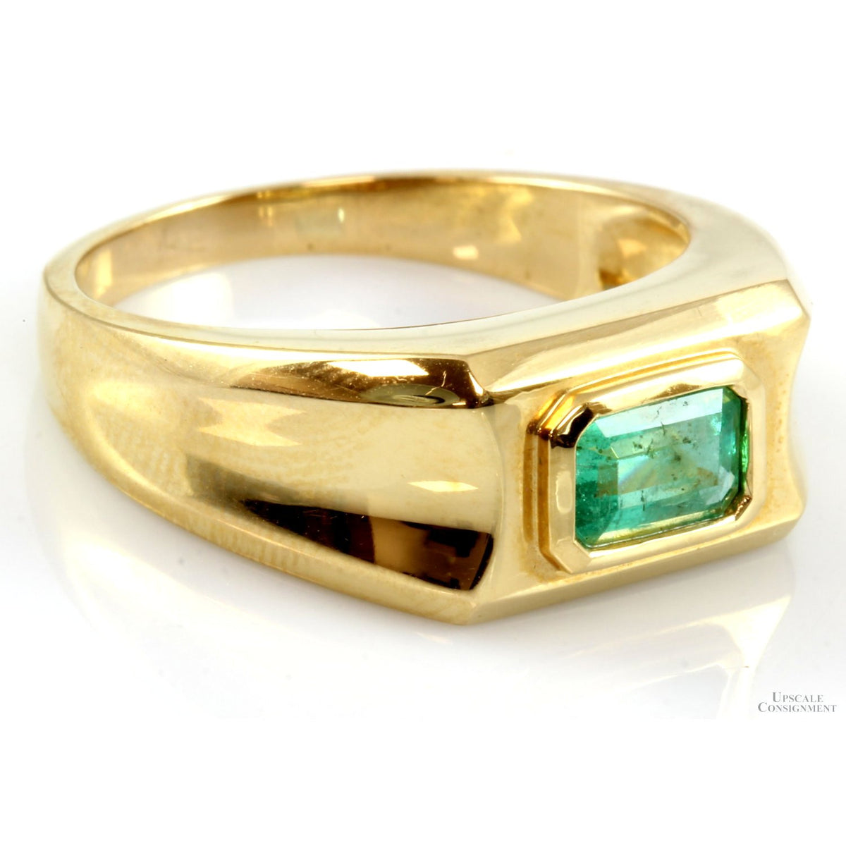 0.86ct. Natural Emerald 14K Yellow Gold Unisex Ring