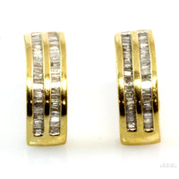 .80ctw Baguette Cut Diamond 10K Yellow Gold J-Hoop Earrings