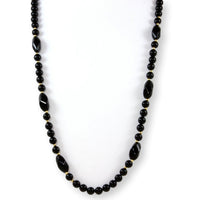 Faceted Black Onyx & 14K Gold Bead Slip-on Strand Necklace
