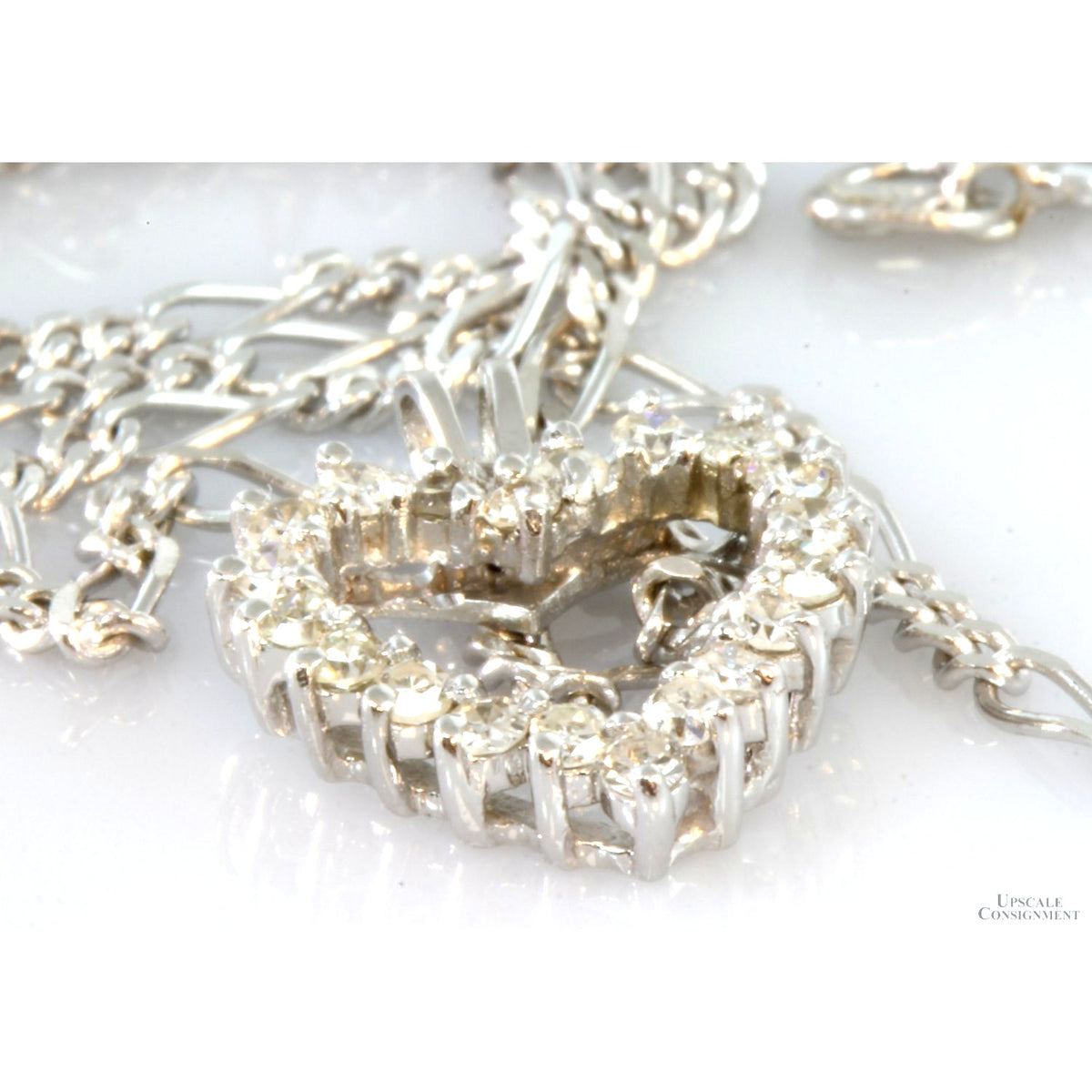 .41ctw Diamond Open Heart 10K White Gold Pendant & Chain