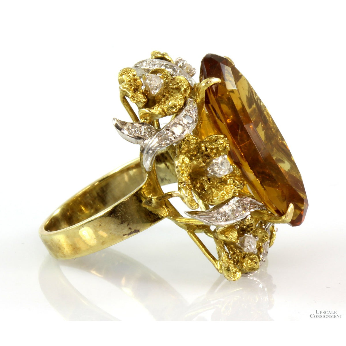 7.62ct Madeira Citrine & .32ctw Diamond 14K Yellow Gold Ring
