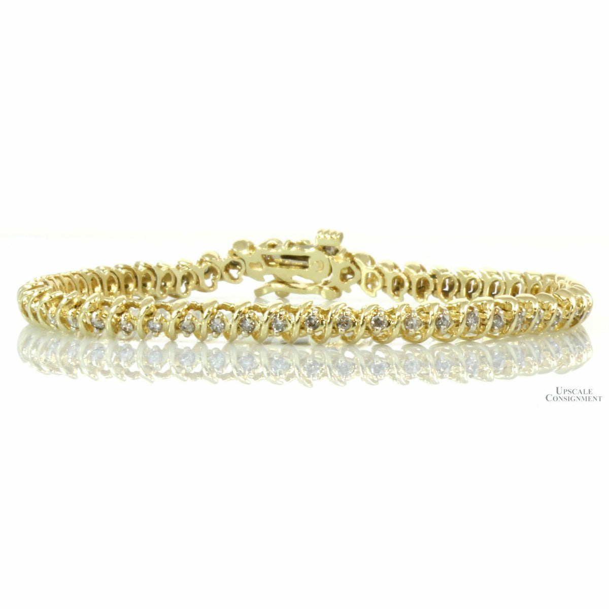.68ctw Diamond 14K Yellow Gold S-Link Tennis Bracelet