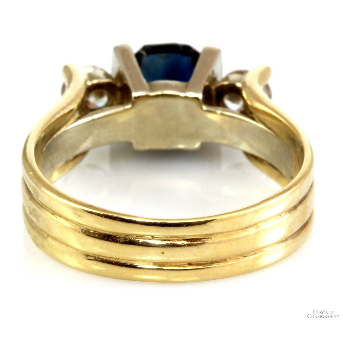 1.23ct. Teal Blue Sapphire .40ctw Diamond 14K Gold 3-Stone Ring