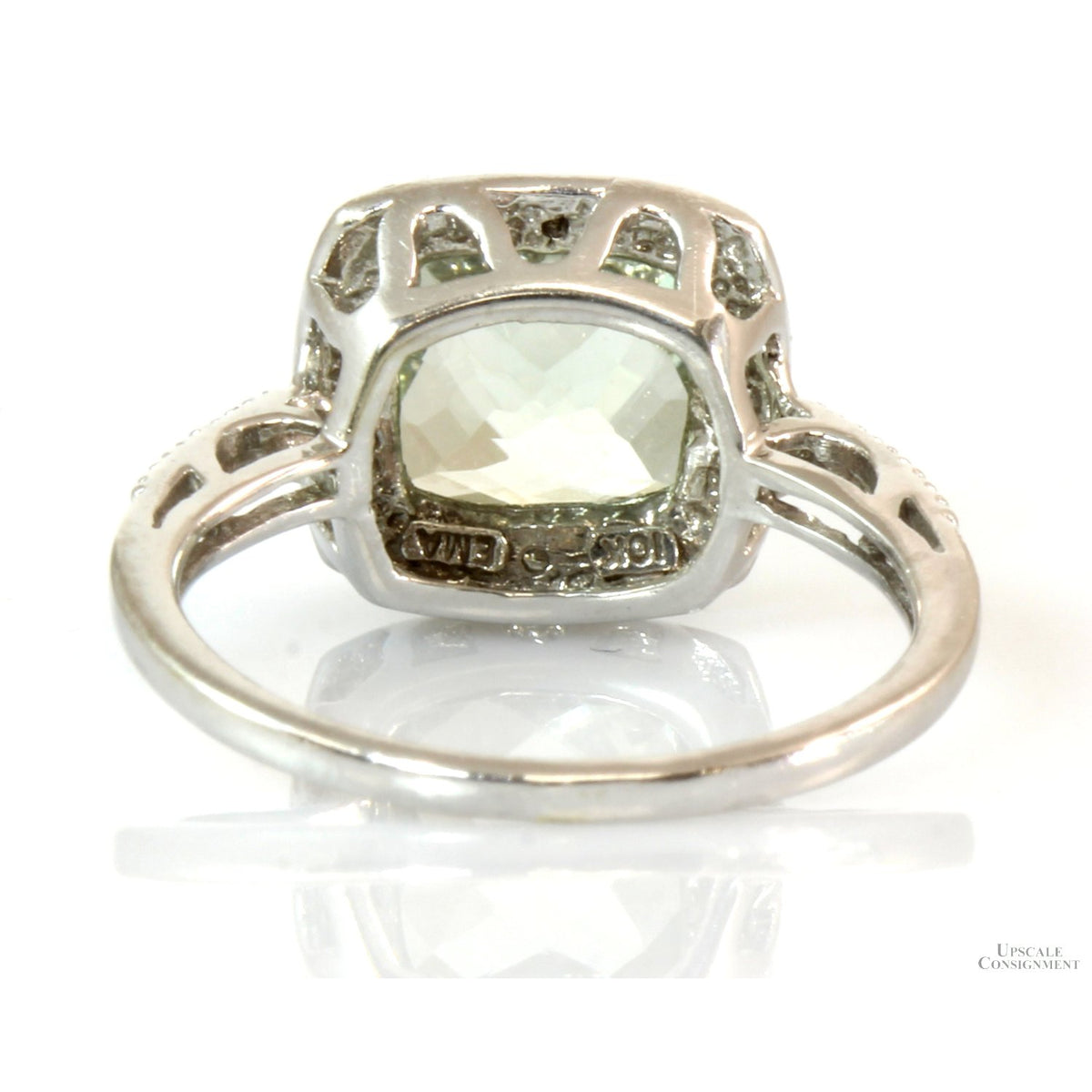 2.08ct Light Green Prasiolite & .02ctw Diamond 10K White Gold Ring